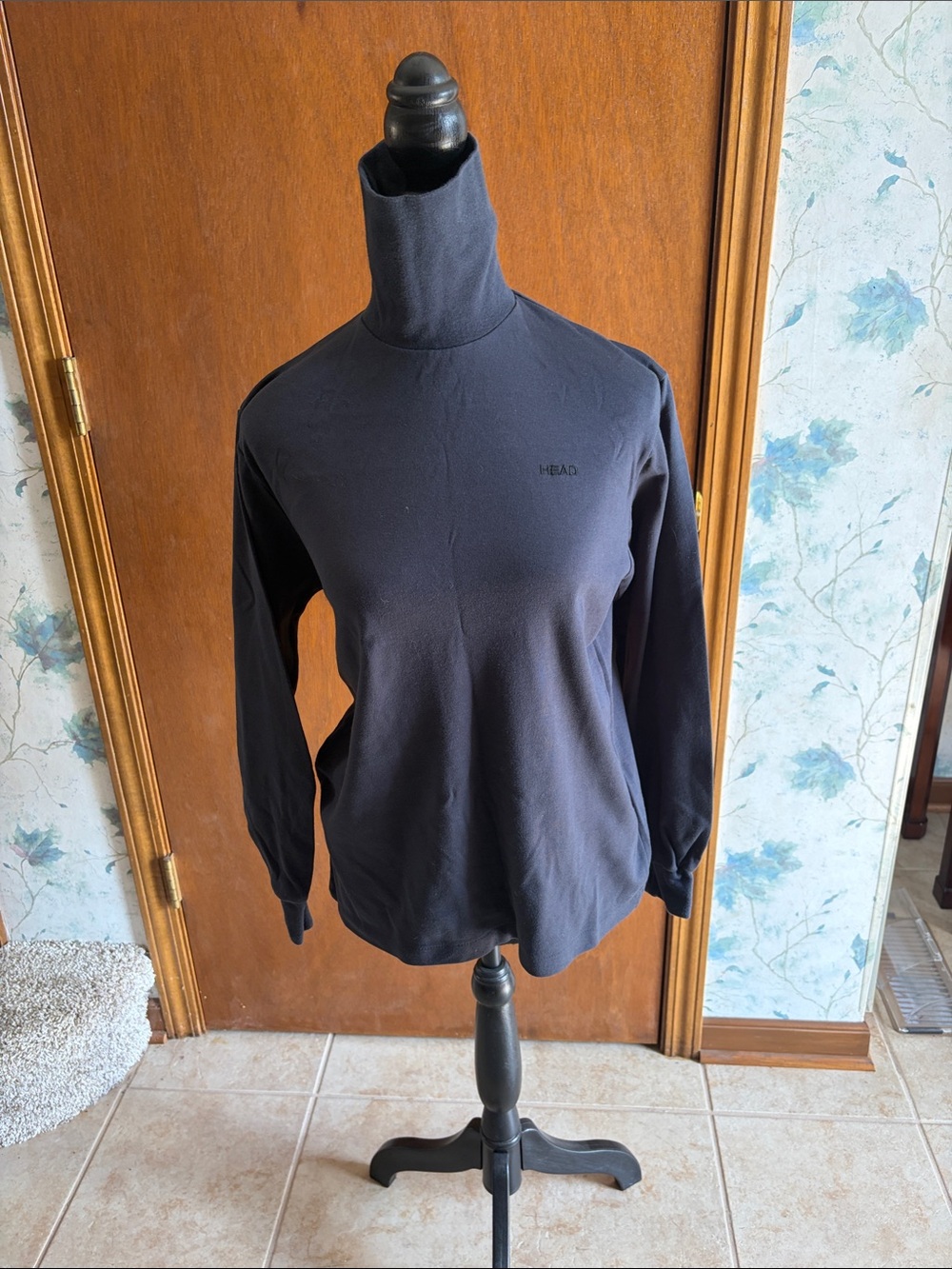Head Black Long-Sleeve Mock Neck Top